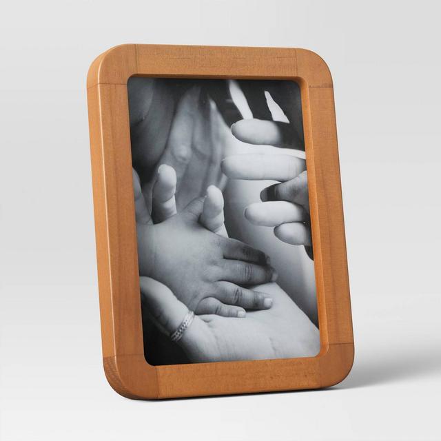 5" x 7" Rounded Wood Table Single Image Frame Brown - Threshold™