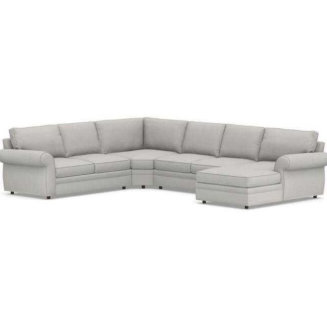 Pearce Roll Arm Upholstered Left Arm 4-Piece Wedge Sectional, DB CSH, Heathered Chenille Pebble