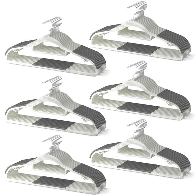 MLKJHHI 60 Pack Heavy Duty Plastic Hangers, Non Slip Clothes Hangers with Rubber Pads and 360° Hook - Thin Space Saving Hanger, Closet Organizer for Shirt, Pants, Suit, Skirt,Coat - Gray