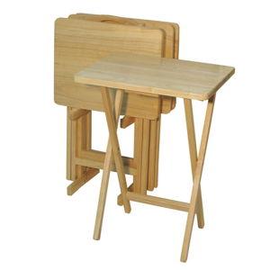 Casual Home 660-40 Tray Table Set, Natural, 14.75 in x 19 in x 25.5 in, 5 Piece
