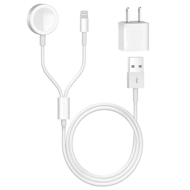 [Apple MFi Certified] 2 in 1 iPhone and Watch Charger 6.6 FT Magnetic iWatch Charging Cable with USB Wall Charger Travel Plug for Apple Watch Series 6/SE/5/4/3/2/1 & iPhone 12/11/Pro/Max/XR/XS/Max/X