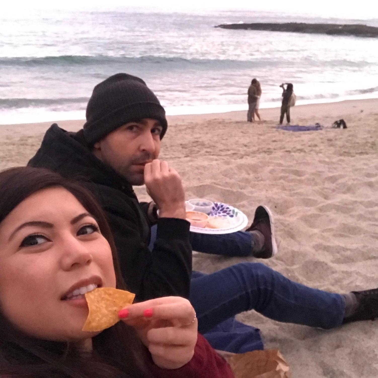We spend every Valentine's at Treasure Island Beach in Laguna Beach where we eventually took our engagement pictures. Who knew one day we'd be the people in the background?! :)