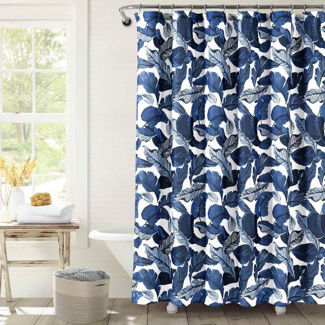 72"x72" Tropical Paradise Shower Curtain Navy Blue - Lush Décor