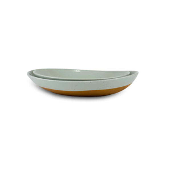 Mora Ceramic Large Serving Bowls- Set of 2 Oval Platters for Entertaining. Modern Kitchen Dishes for Dinner, Fruit, Salad, Turkey, etc. Oven, Dishwasher Safe, 110/80 oz, 16" / 14.6" - Earl Grey