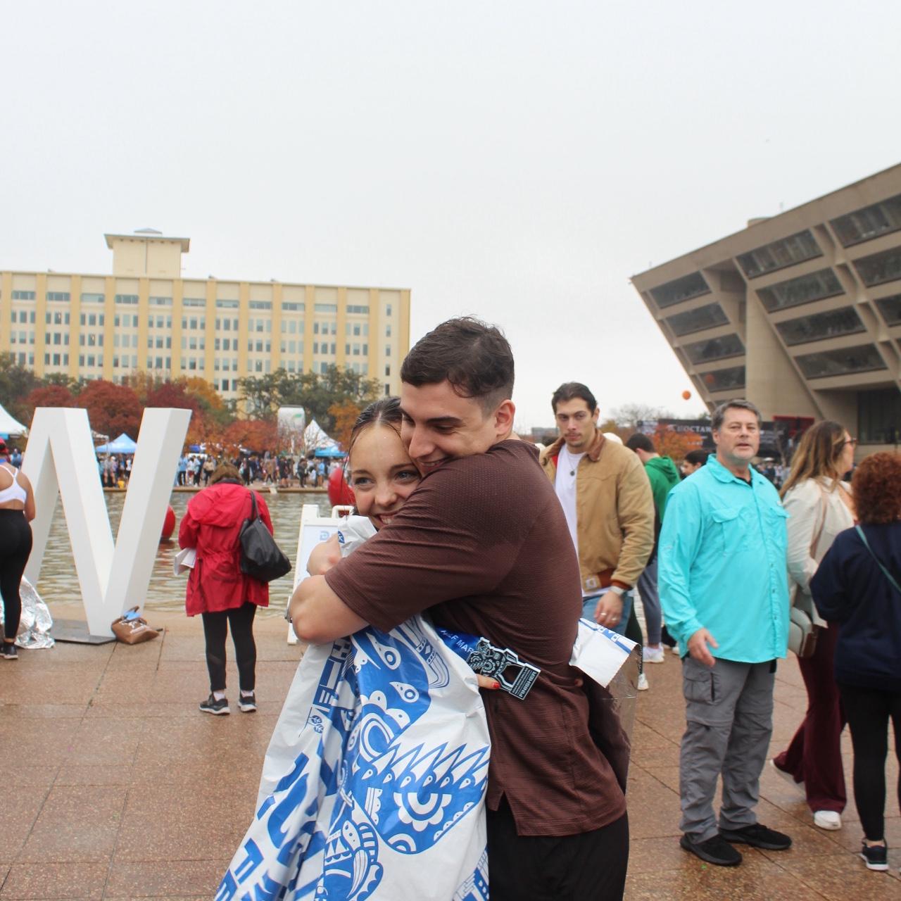 Katelyn ran a half-marathon with Josh’s sister in December of 2024. Josh’s big hug after the race!