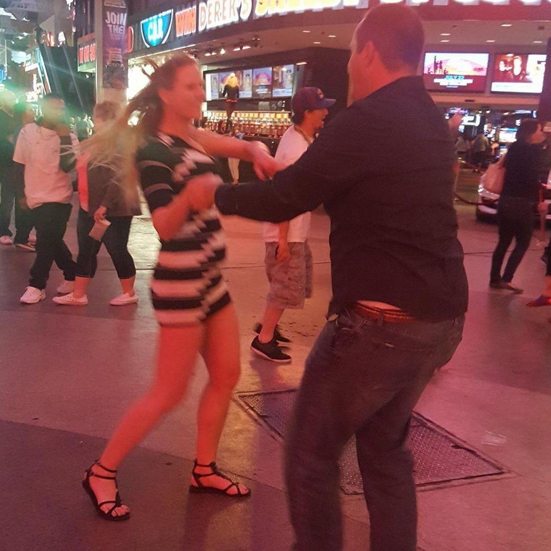 Dancing on Freemont Street in Las Vegas - Spring 2016