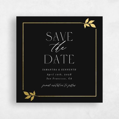 Black Wedding Save the Date - Dakota Square Foil