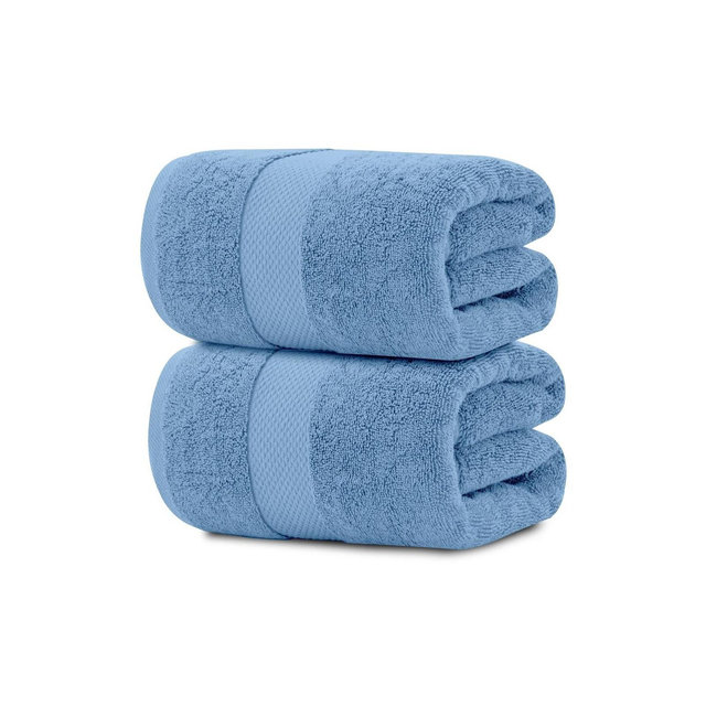 White Classic Luxury 100% Huge Cotton Bath Sheets Set of 2 - 35x70" Light-Blue