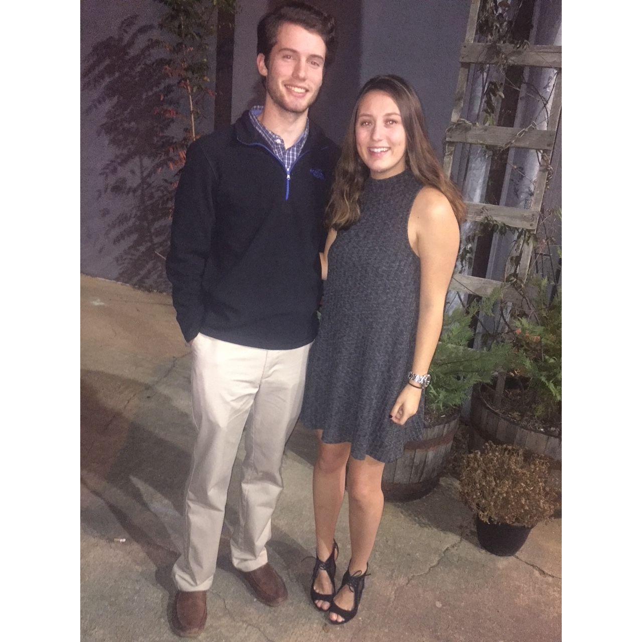 Our first nice dinner, December 2017