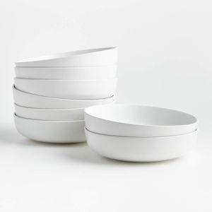 S/8 Wren Matte White Low Bowl | Crate & Barrel