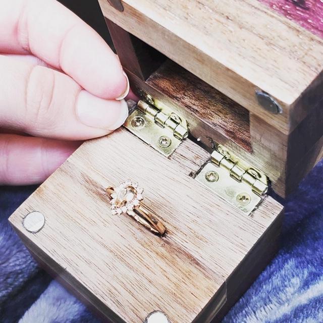 The ring and the ring box made by the groom!