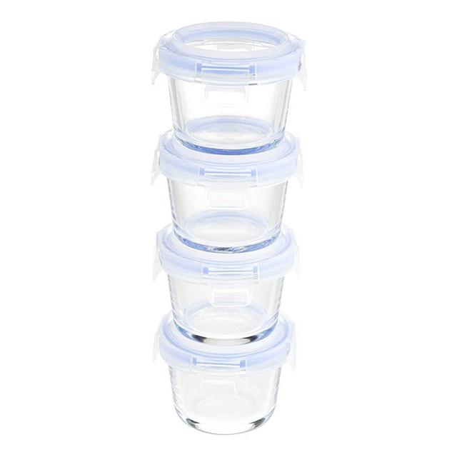 Amazon Basics ABL001 glass storage, 0.6-Cup, clear with blue lids