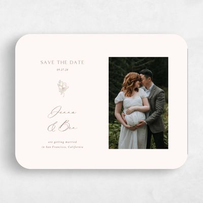 Beige Rounded Wedding Save the Date - Marmillo Photo