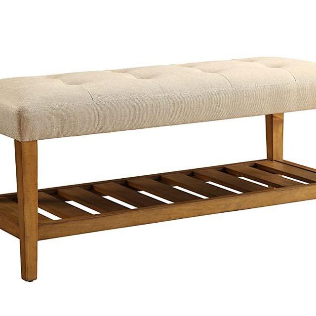 ACME Furniture 96682 Charla Bench, Beige & Oak, One Size