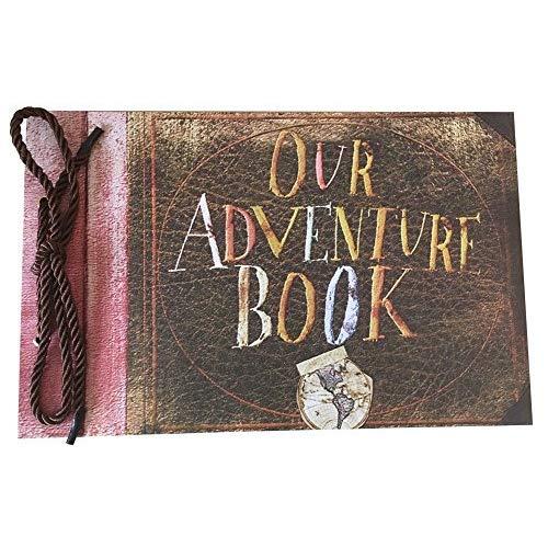 LINKEDWIN Our Adventure Book, Pixar Up Themed Scrapbook with Movie Postcards, Wedding and Anniversary Photo Album, Memory Keepsake, 11.6 x 7.5 inch, 80 Pages (Light Brown)