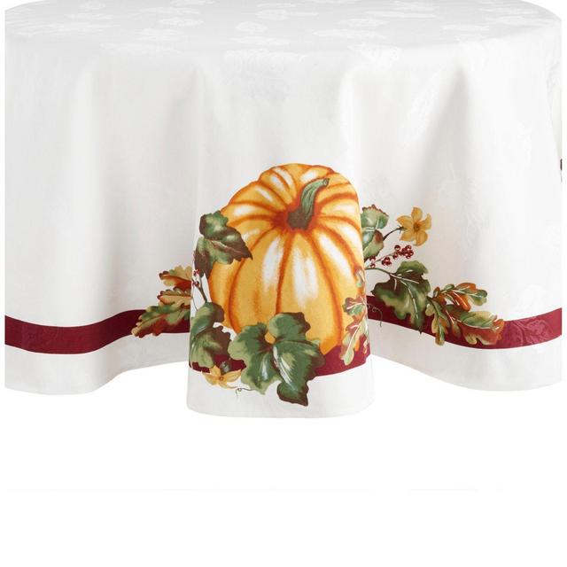 Pumpkin Border 70-Inch Round Tablecloth