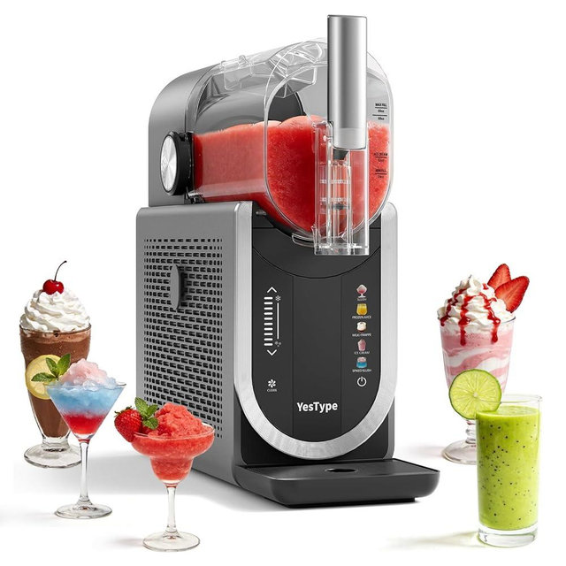 Slushie Machine No Ice Needed, Margarita Machine & Slushy Machine for Home, 5 Preset, Rapid Freezing, Self-Cleaning, 66oz Slushie Maker for Frappes, Spiked Slush, Ice Cream and More, Grey