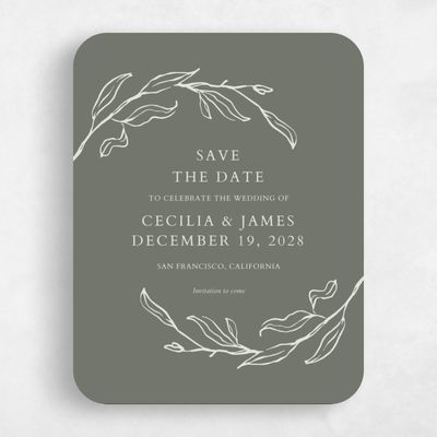 Green Rounded Wedding Save the Date - Everhart Portrait