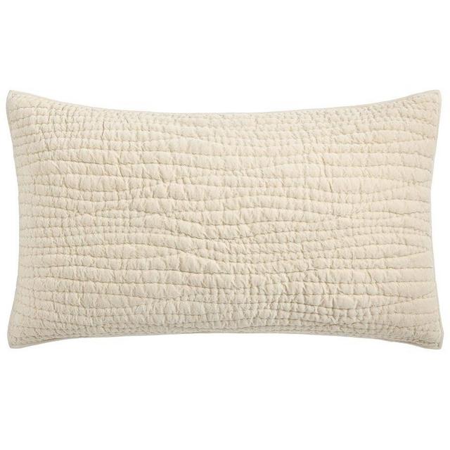 Washed Velvet Handcrafted Quilted Sham, Parchment, King, Set of 2