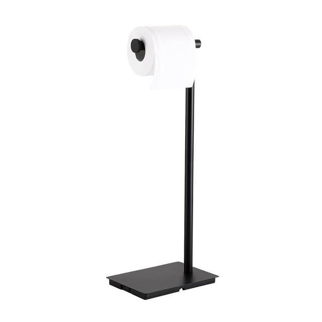 KES Black Toilet Paper Holder Stand Bathroom Freestanding Toilet Tissue Paper Roll Holder, 20" H SUS304 Stainless Steel Rustproof Weighted Base Matte Black, BPH286S1A-BK