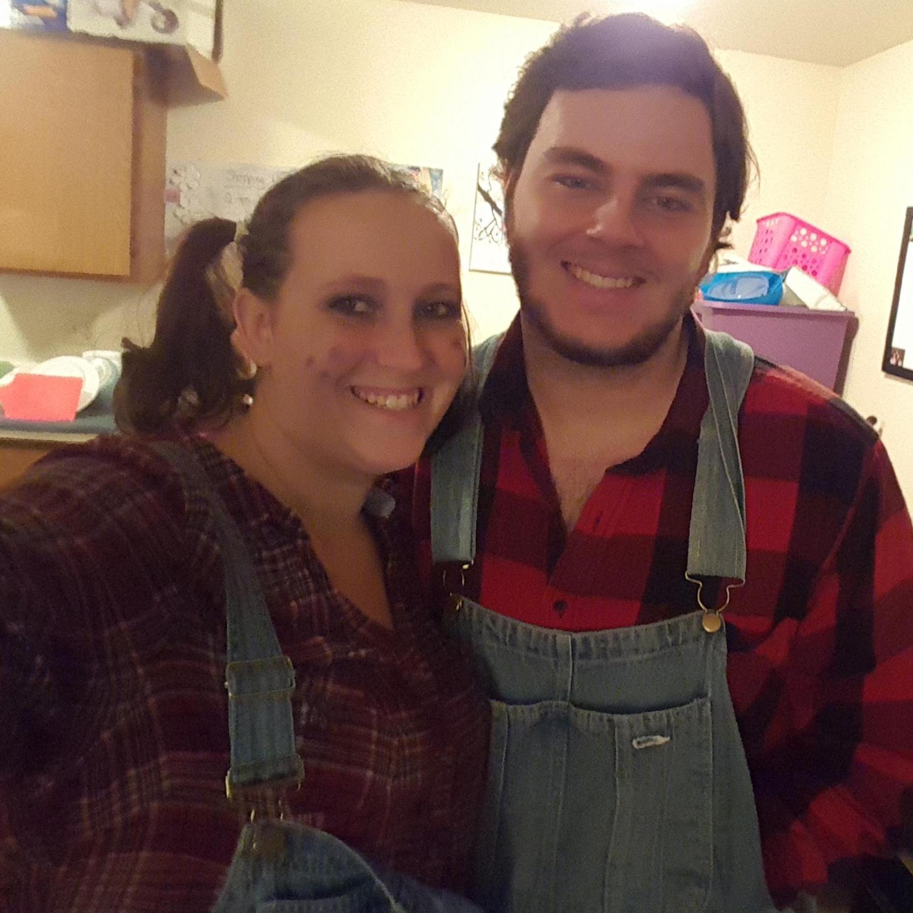 Farmers for Halloween! He always goes along with my crazy costumes! Farmers, Chef and Lobster, who knows what will happen this year! Loving all our crazy adventures together!