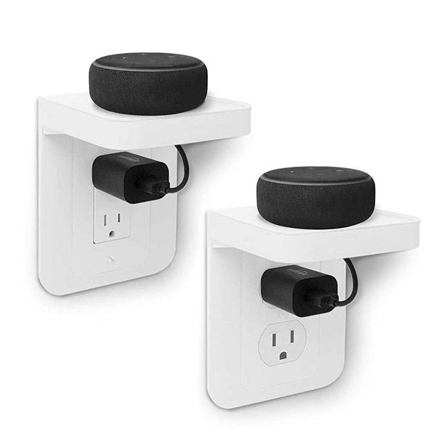 ALLICAVER Outlet Shelf, Power Perch with Built-In Cable Management, A Space Saving Solution for Google Home, Homepod mini, Smart Speakers, Cellphones, Electric Toothbrush and More (All model-2 Pack)