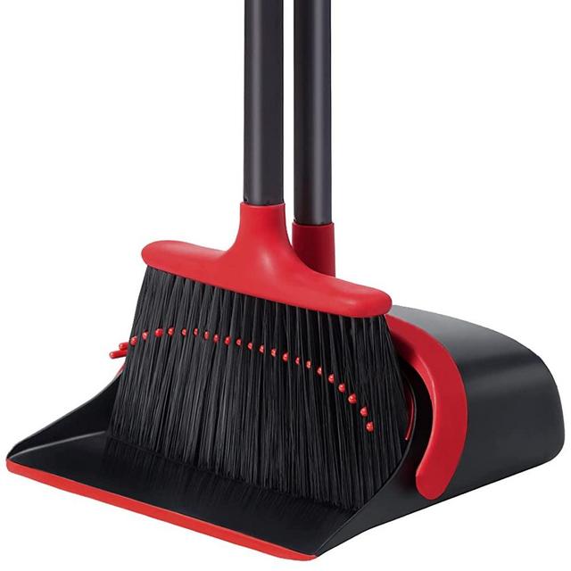 Broom and Dustpan, Broom and Dustpan Set, Broom and Dustpan Set for Home, Upgrade 52" Long Handle Broom with Stand Up Dustpan Combo Set for Office Home Kitchen Lobby Floor Use, Dust pan and Broom Set