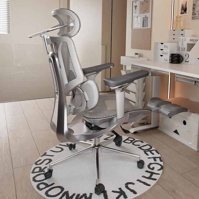 Hbada E3 Ergonomic Office Chair, Big and Tall Office Chair - with 3-Zone Dynamic Lumbar Support, 4D Adjustable Headrest, 6D Adjustable Armrests, Swivel Computer Chair for Home Office, Grey