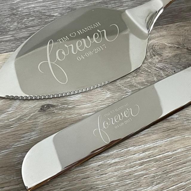 Personalized Cake Knife and Server Set - engraved wedding or anniversary cake cutting gift for couples, unique keepsake, something new