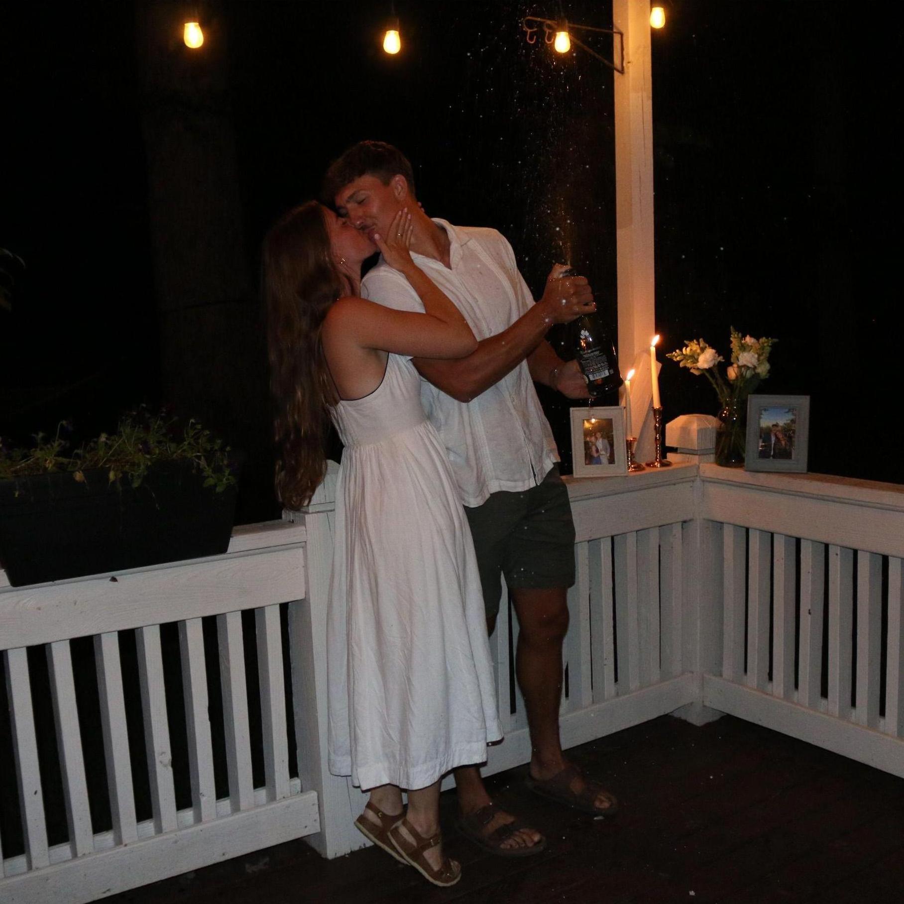 Cheers to our engagement and Jon for the best proposal ever! - Kat