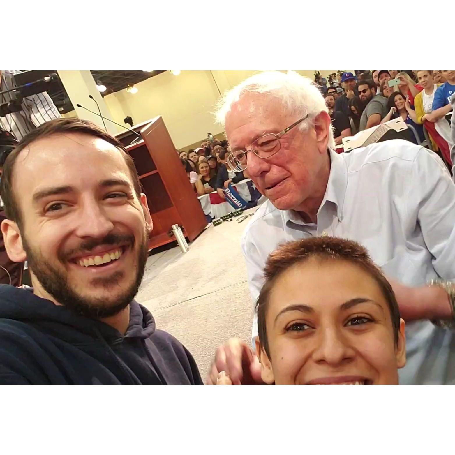 After hugging Bernie Sanders - Pasadena, CA