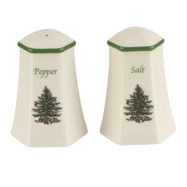 Spode Christmas Tree Hexagonal Salt and Pepper - 3.75 Inches