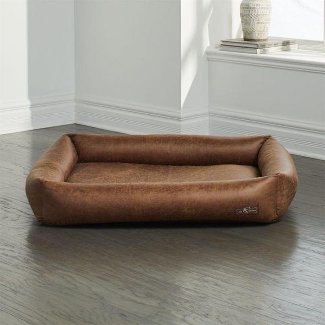 Cuddler Faux Leather Vintage Microfoam Large Dog Bed