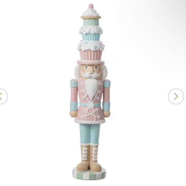 Glitzhome 28 in. H Lighted Macaron Pink and Blue Resin Christmas Cupcake Nutcracker Porch Decor 2006000091