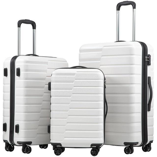 Coolife Luggage Expandable Suitcase set PC ABS TSA Lock Spinner Carry on 3 Piece Sets