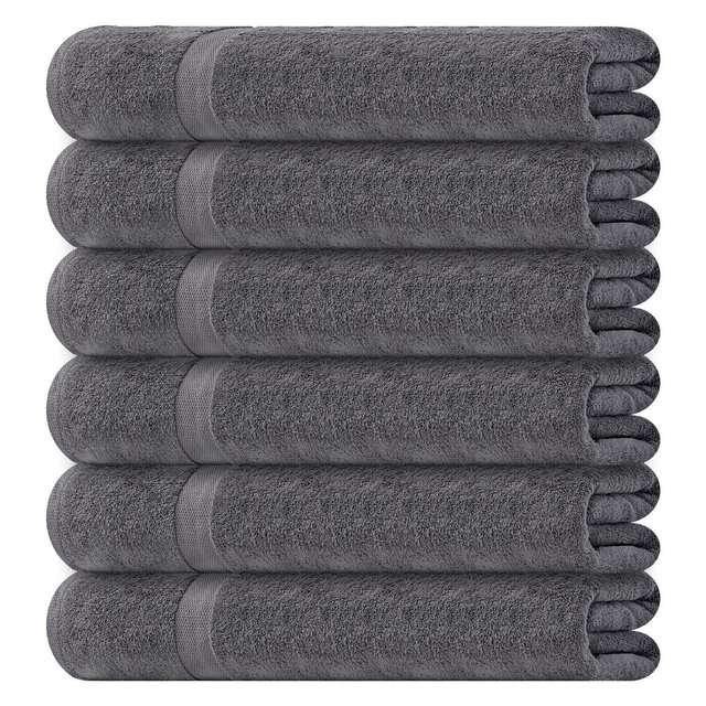 White Classic Bath Towels Set 6 Pc, 100% Cotton Bathroom Towels 6 Pack - Luxe Design