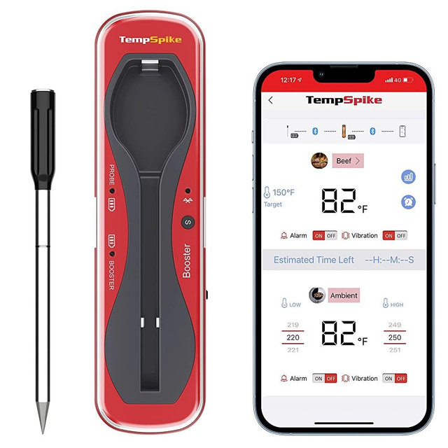 ThermoPro TempSpike Premium Truly Wireless Meat Thermometer up to 500-Ft Remote Range, Bluetooth Meat Thermometer with Wire-Free Probe, Meat Thermometer Wireless for Sous Vide Smoker Rotisserie