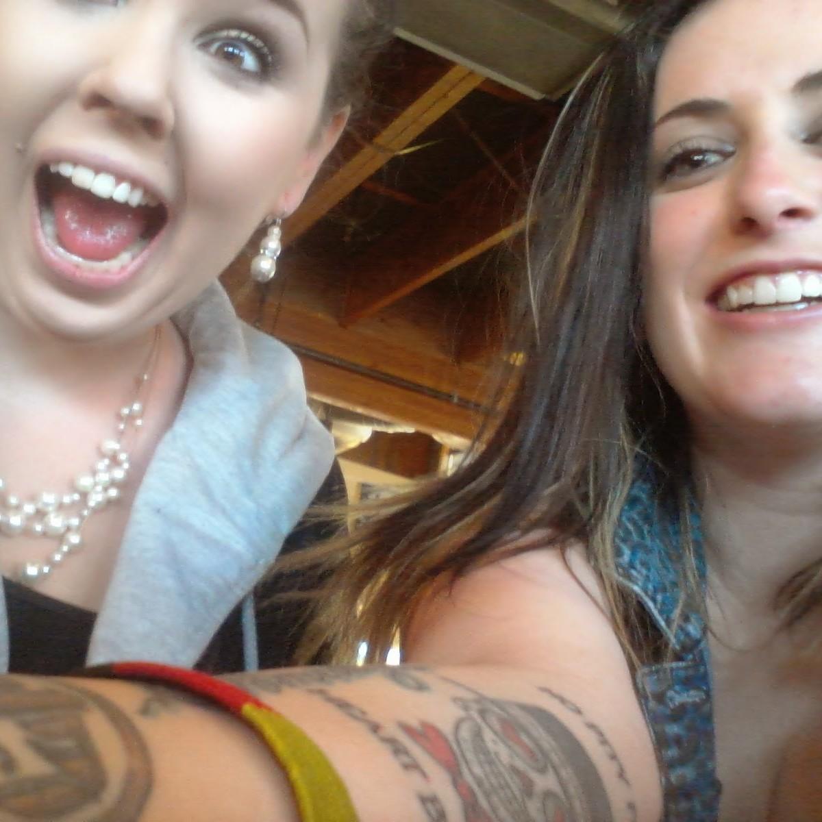 The bride and her bridesmaid, Jenn