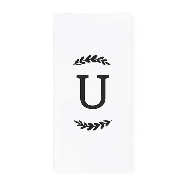 The Cotton & Canvas Co. Personalized Single Monogram Initial U Soft Absorbent Kitchen Tea Towel, Flour Sack Towel, Dish Cloth
