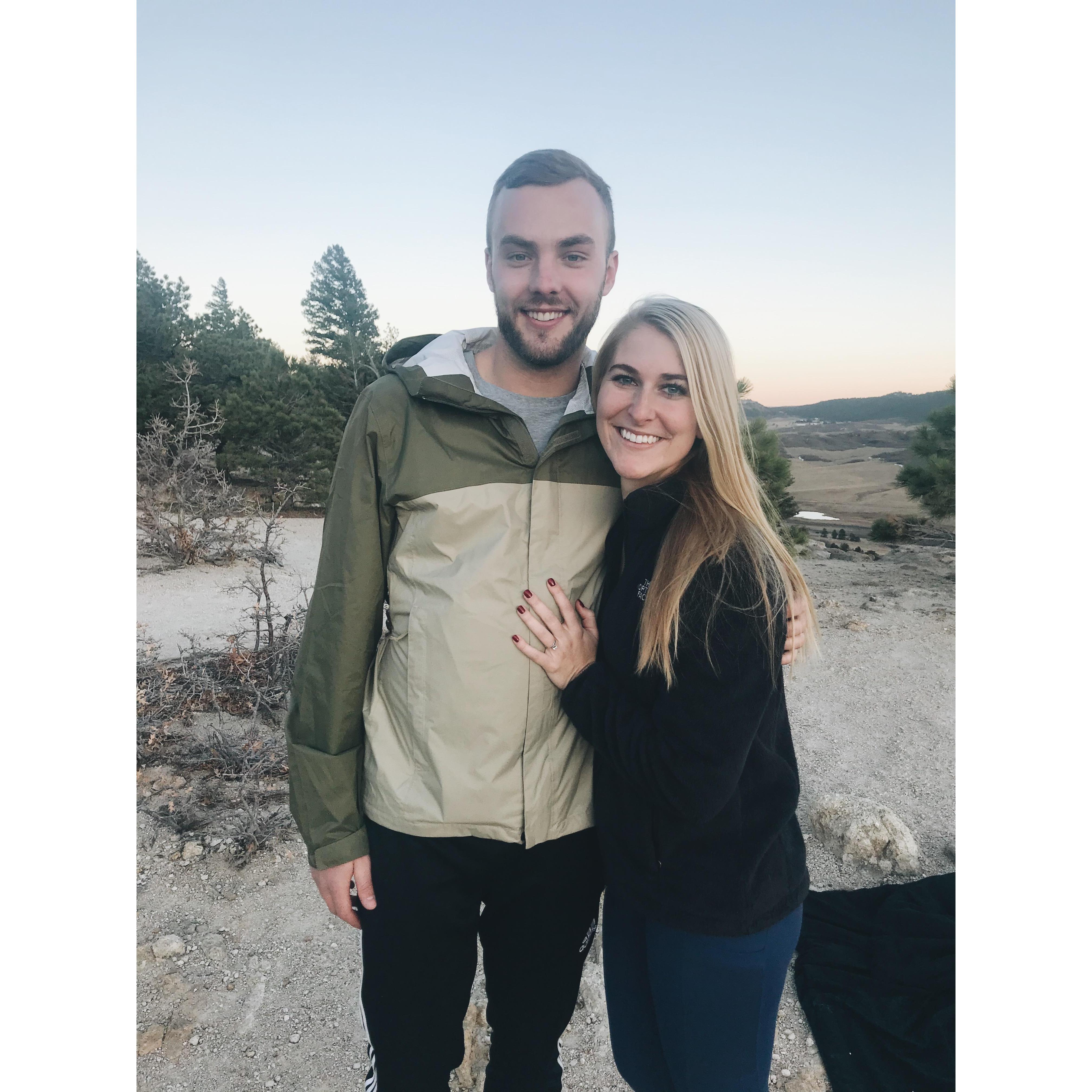 A sweet couple asked if they could take pictures for us minutes after he proposed.