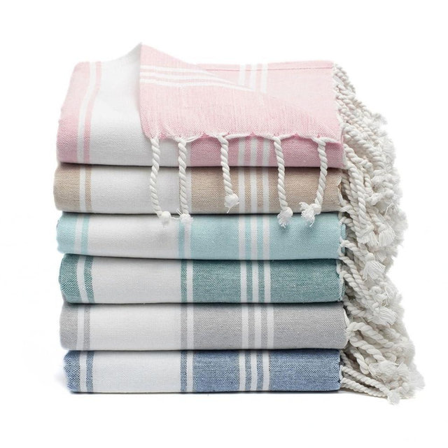 9Threads Cotton Turkish Beach Towel Towels Oversized 36"x72" Pool Absorbent Extra Large Quick Dry Sand Travel Towel (Mix, 6 Pack)