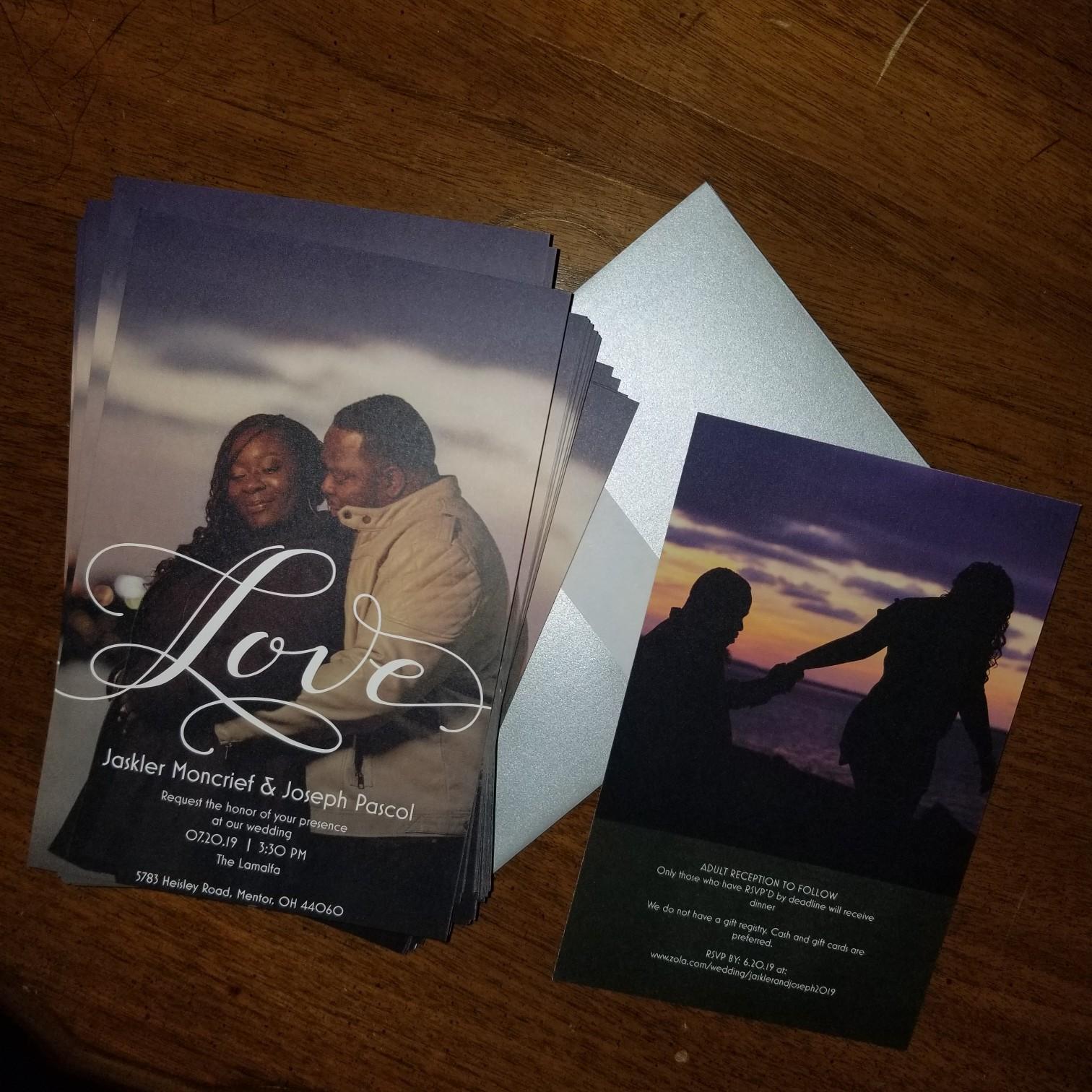 our final invitations ready to be mailed