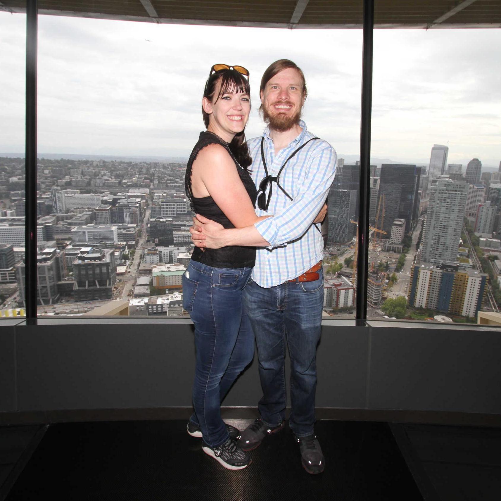 On top of the observation deck of the Space Needle. Seattle, WA