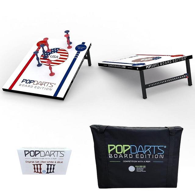 Popdarts USA Board Edition Set - Backyard, Indoor and Outdoor Game for All Ages - Great Cornhole Alternative - Includes 2 All-Weather Boards, Original Set, Travel Case, and Score Keeper