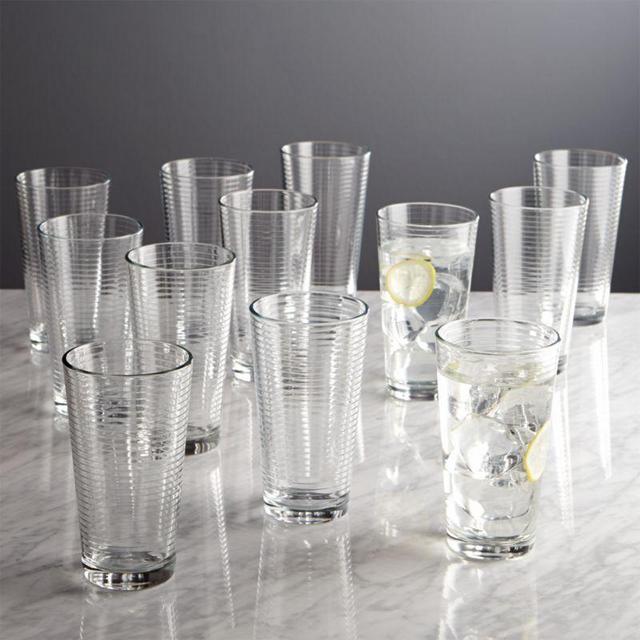 Crate & Barrel Rings Cooler Glasses, Set of 12