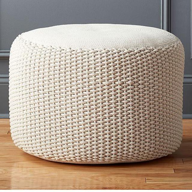 Criss Knit Natural Pouf