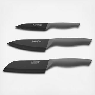Essentials Ergo 3-Piece Stainless Steel Knife Set with Sleeves
