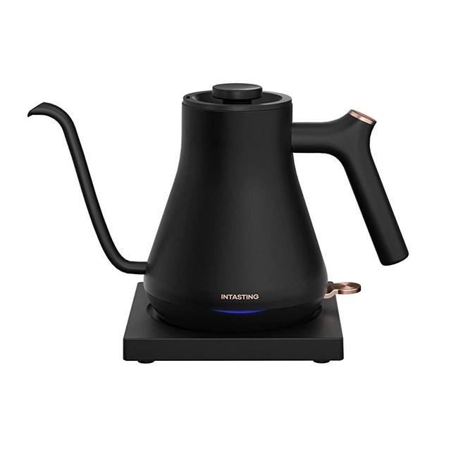 Electric Kettle, INTASTING Electric Gooseneck Kettles, 0.9L Stainless Steel Inner, 1200W Quick Heating, Auto Shut-Off, Boil Dry Protection, for Hot Water, Pour Over Coffee, Tea, Matte Black