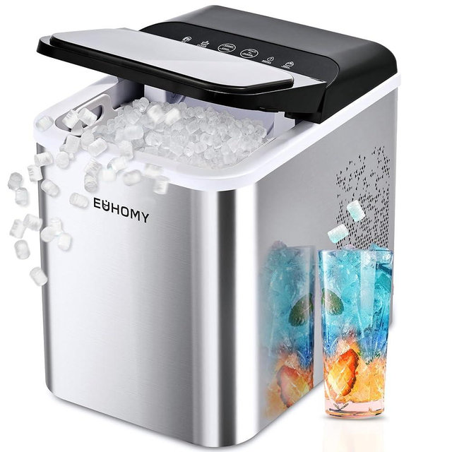 EUHOMY Nugget Ice Maker Countertop, Ready in 8 Mins, 35lbs/24H, Self-Cleaning, Portable Ice Makers Machine with Ice Scoop & Basket, Sonic Ice Maker with Chewable Pellet Ice for Home/Party/RV/Camping
