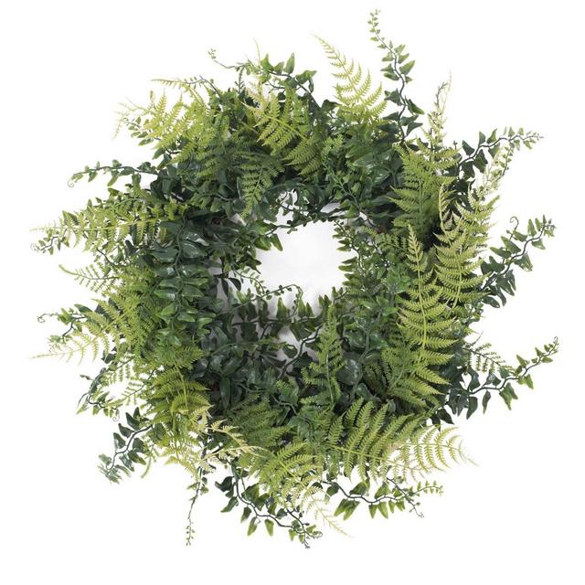 Artificial Buckler Fern & Grass Wreath (18")- Vickerman